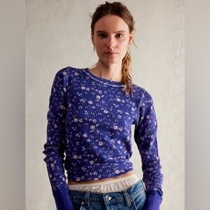 We the Free Floral Blue Women's Top